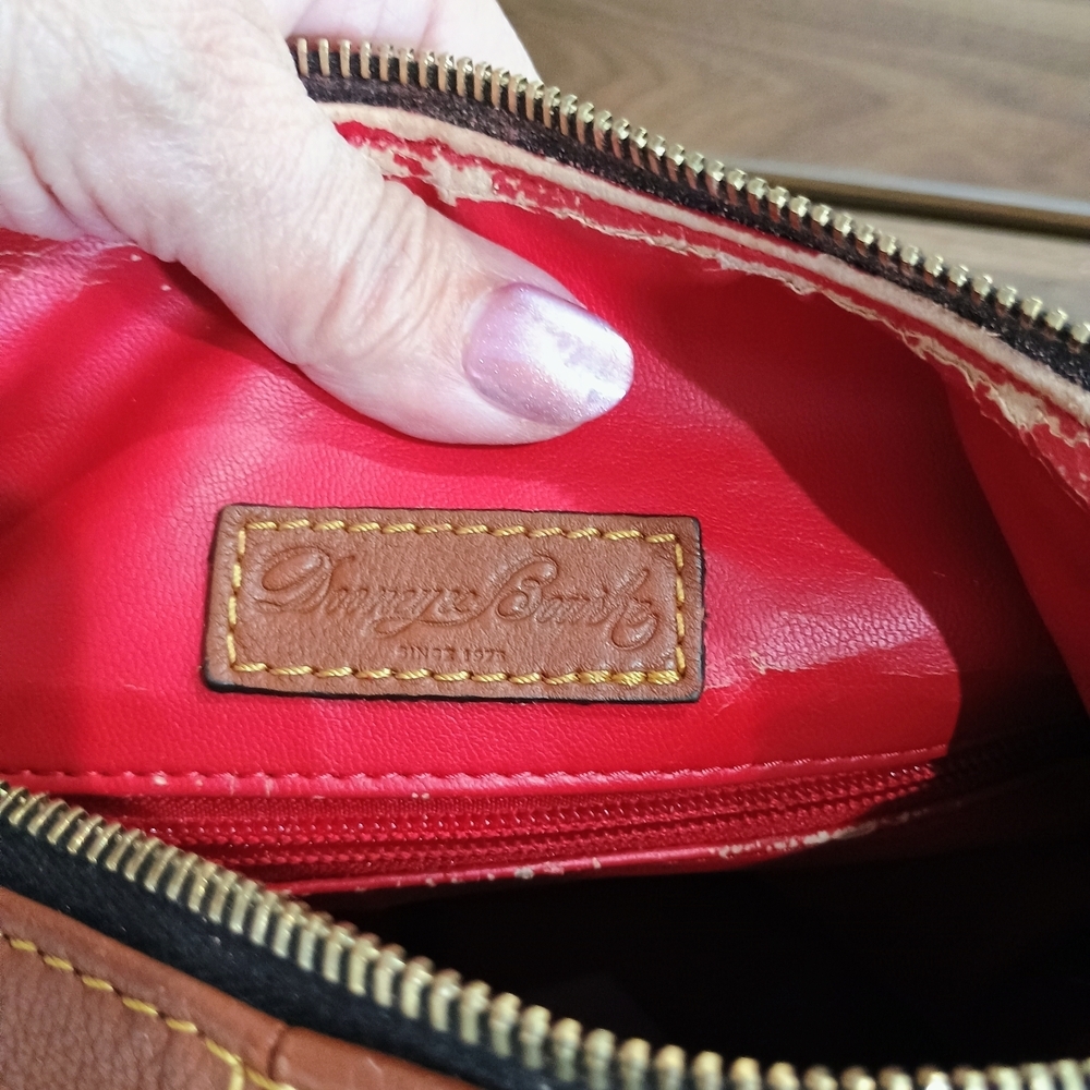 Dooney & Bourke Tan and Black Leather Hobo Bag - Picture 9 of 15